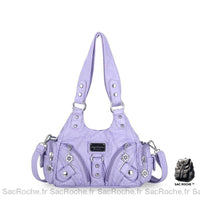 Sac main femme multipoches cuir - modèle Light purple / (30cm<Max Length<50cm) - Sac Roche ™