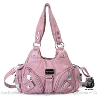 Sac main femme multipoches cuir - modèle Pink / (30cm<Max Length<50cm) - Sac Roche ™