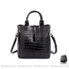 Sac Main Femme Noir Croco Effet / 26X12X26Cm À