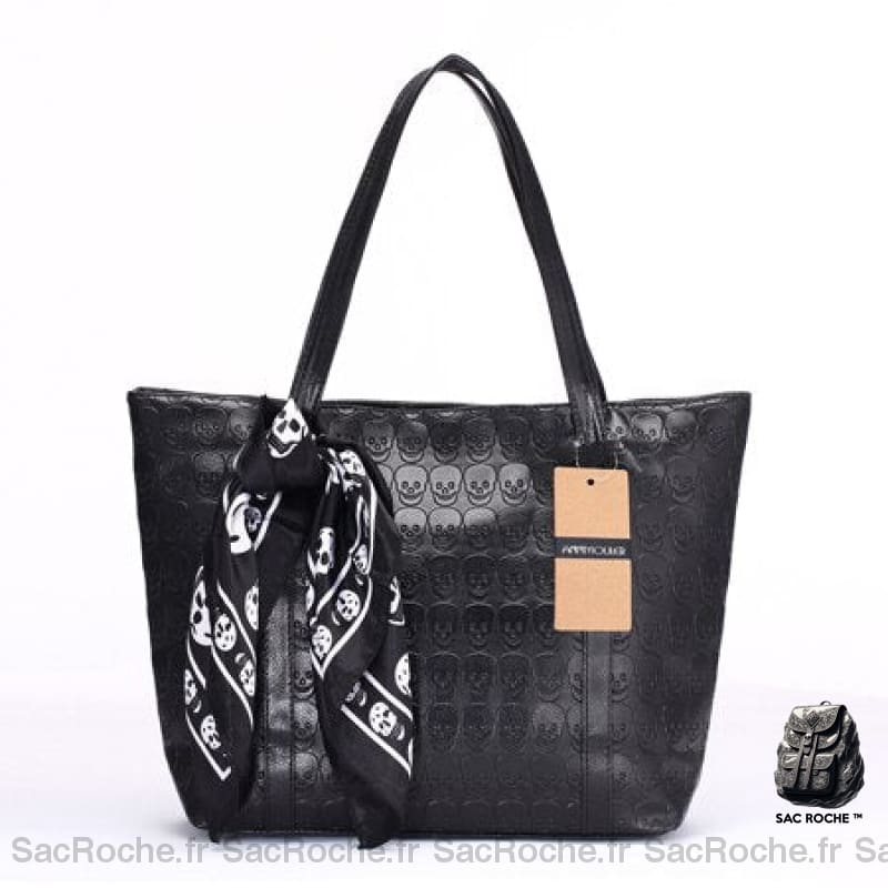 Sac Main Femme Noir Foulard Élégant 2 / 43X32Cm À