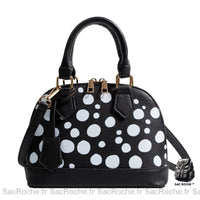 Sac Main Femme Noir Pois Blanc / 23X17X10Cm À
