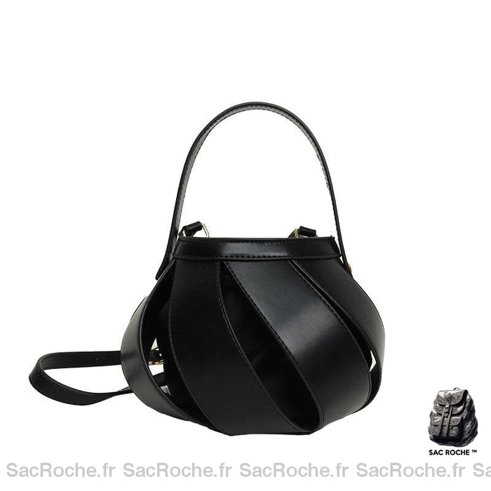 Sac Main Femme Noir Rond - Élégance Souple / 21X16Cm À