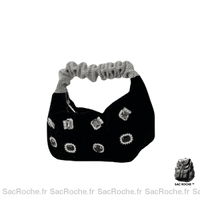 Sac Main Femme Noir Strass À