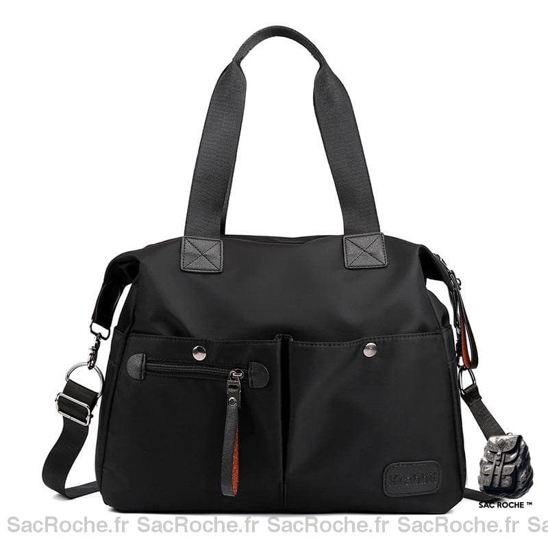 Sac Main Femme Nylon Noir / 38X14X33Cm À