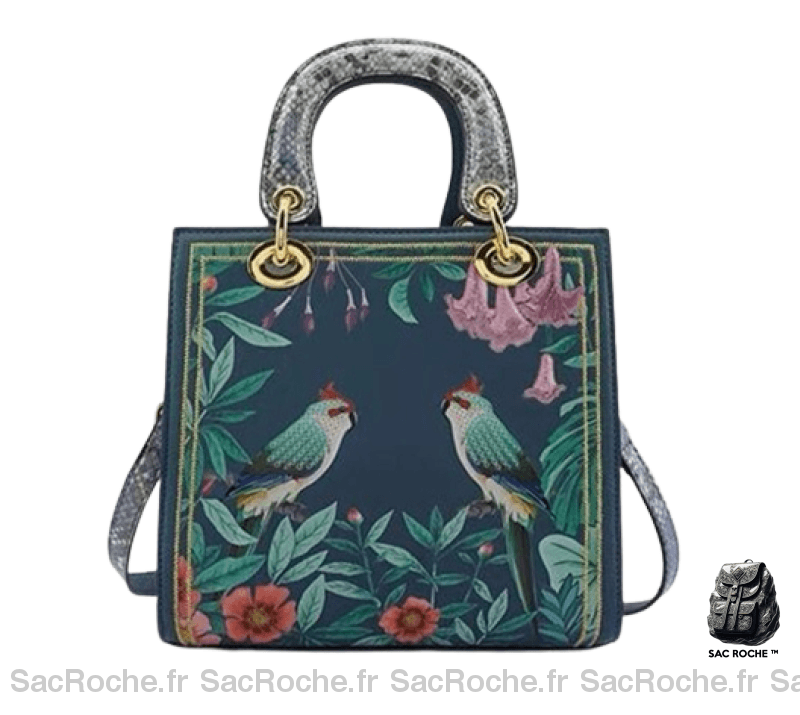 Sac Main Femme Oiseaux Mignon Bleu / 20 X 10 20.5Cm À