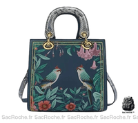 Sac Main Femme Oiseaux Mignon - modèle Bleu / 20 x 10 x 20.5cm - Sac Roche ™