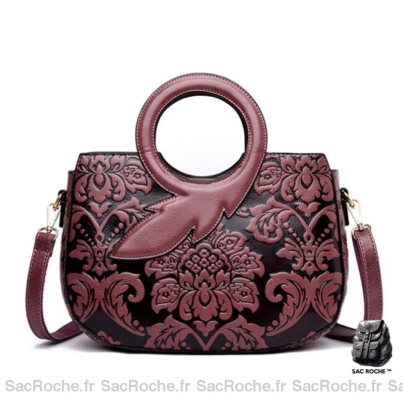 Sac Main Femme Original Bandoulière Amovible Mauve Sac À Main Femme