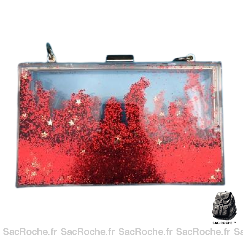Sac Main Femme Paillette Glamour Rouge / 18Cm X 6Cm 11Cm À