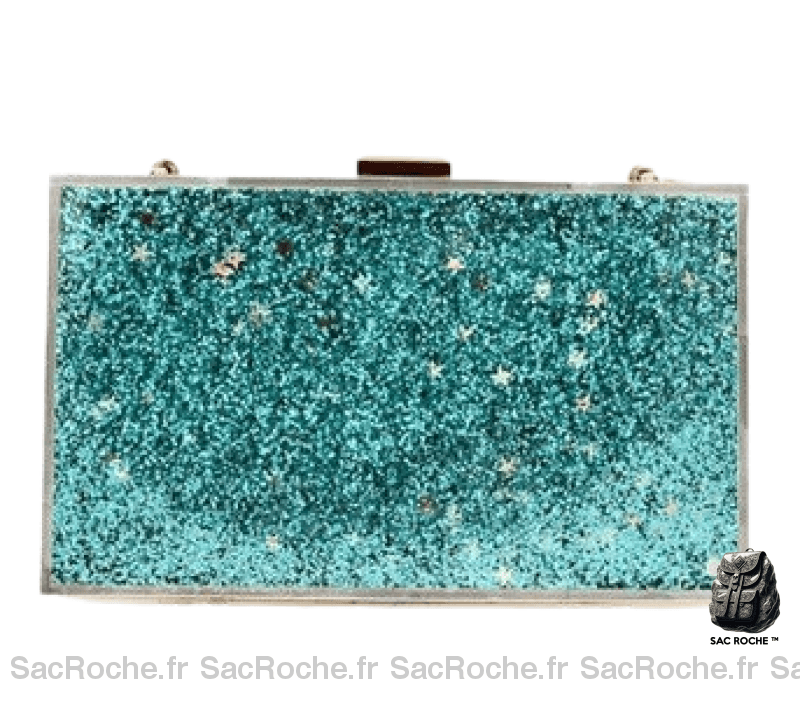 Sac Main Femme Paillette Glamour Vert / 18Cm X 6Cm 11Cm À