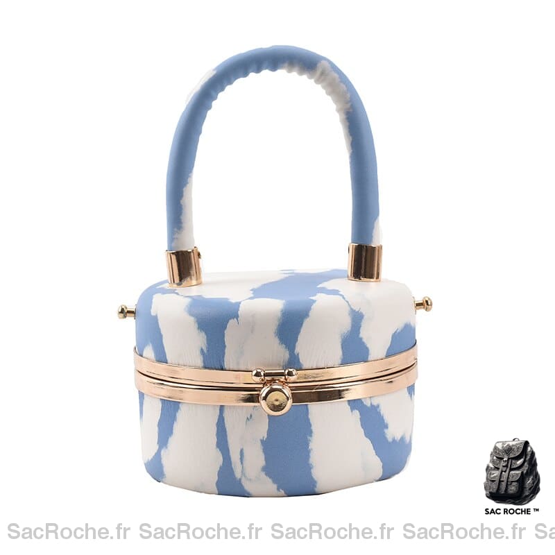 Sac Main Femme Pas Cher - Tendance Bleu Blanc / 12X7X12Cm À