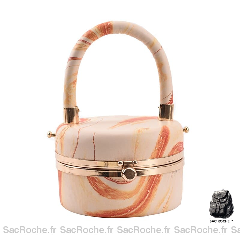 Sac Main Femme Pas Cher - Tendance Orange Blanc / 12X7X12Cm À