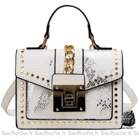 Sac Main Femme Peau Python - modèle Blanc / 21x15x9cm - Sac Roche ™