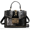 Sac Main Femme Peau Python Noir Argenté / 21X15X9Cm À