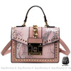 Sac Main Femme Peau Python Rose Clair / 21X15X9Cm À