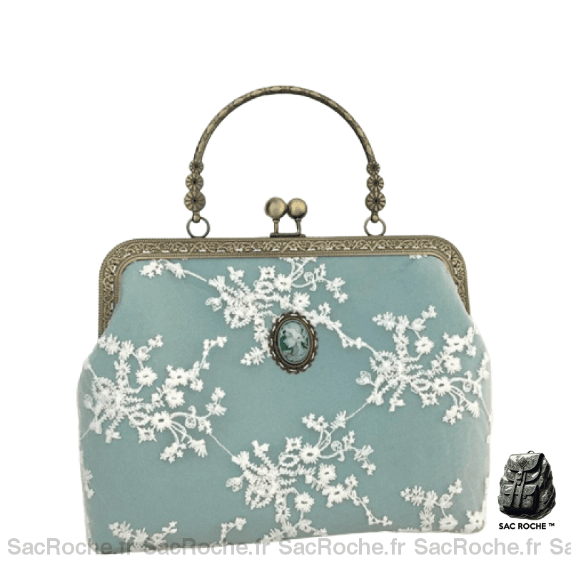 Sac Main Femme Petit Cuir Bleu Turquoise À