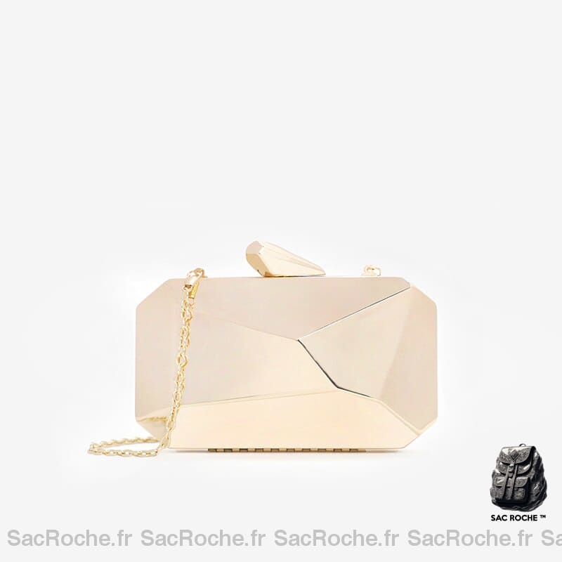 Sac Main Femme Petit Porté Doré / 17X2X10Cm À