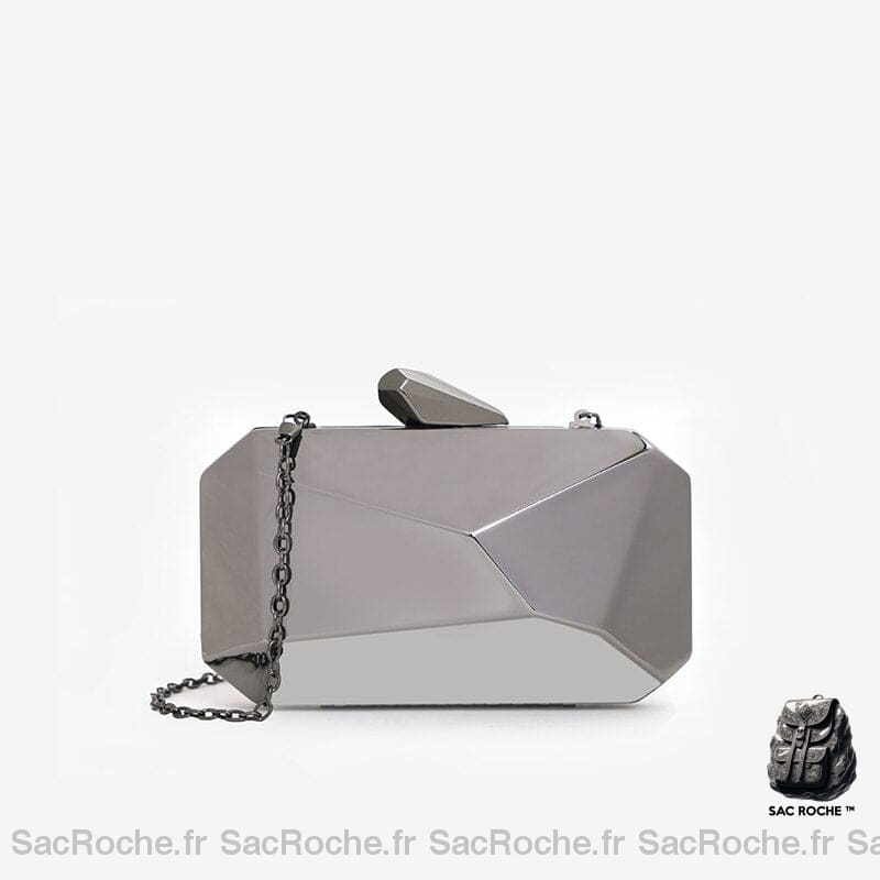 Sac Main Femme Petit Porté Gris / 17X2X10Cm À