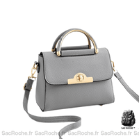Sac Main Femme Petite Taille - modèle Gris foncé / 23x12x17cm - Sac Roche ™