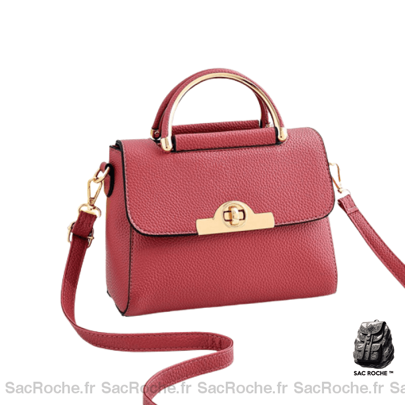 Sac Main Femme Petite Taille Rose Foncé / 23X12X17Cm À