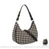 Sac Main Femme Pied Poule Noir / 23X7X17Cm À