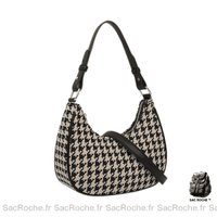 Sac Main Femme Pied Poule - modèle Noir / 23x7x17cm - Sac Roche ™