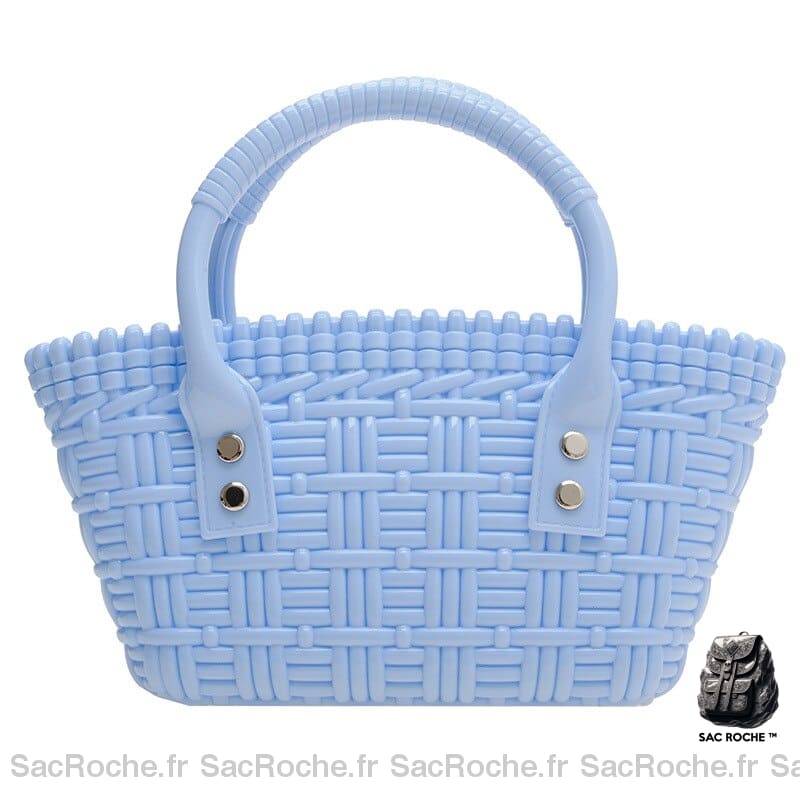 Sac Main Femme Plastique Bleu Clair / 19X14X8Cm À