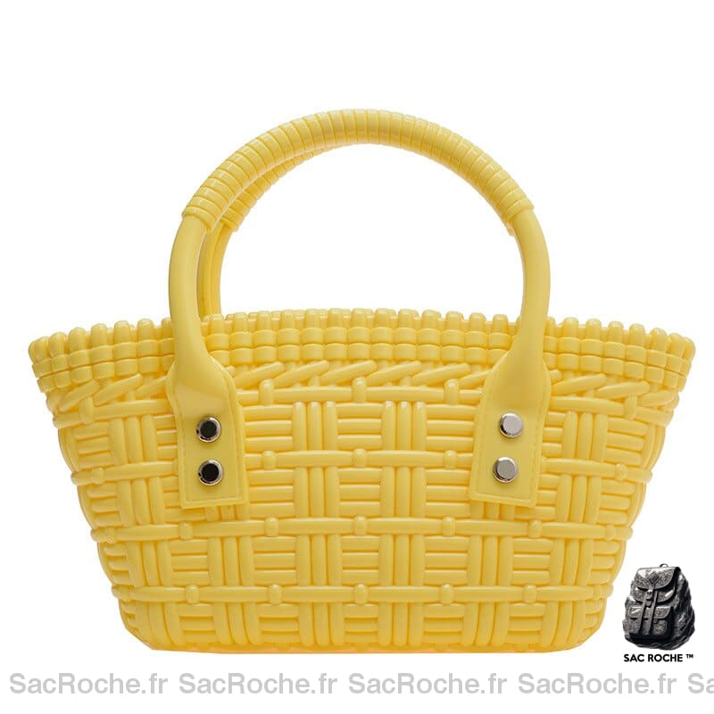 Sac Main Femme Plastique Jaune / 19X14X8Cm À