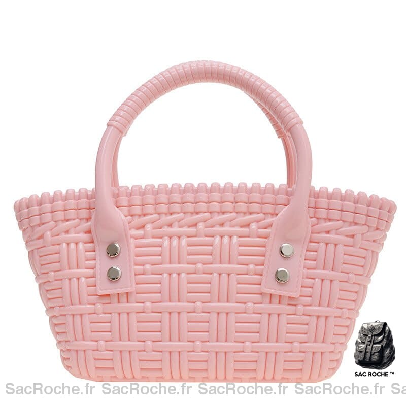 Sac Main Femme Plastique Rose / 19X14X8Cm À