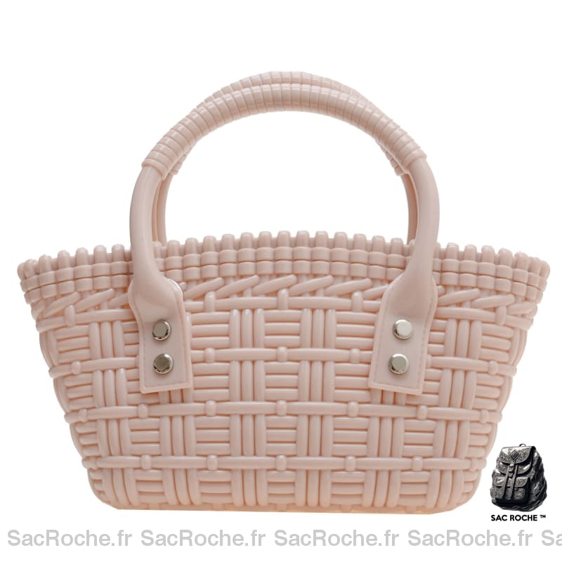 Sac Main Femme Plastique Rose Pâle / 19X14X8Cm À