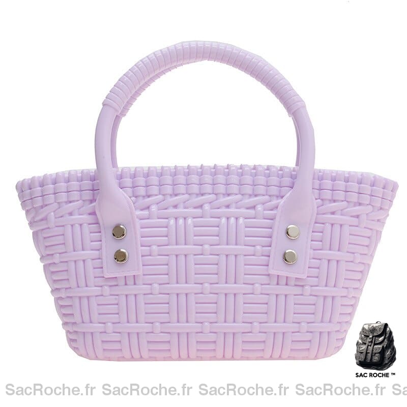 Sac Main Femme Plastique Violet / 19X14X8Cm À