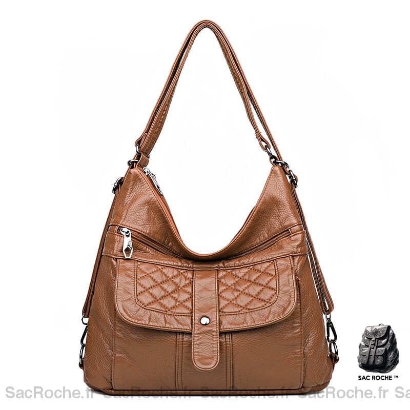 Sac Main Femme Poches Devant Marron / 30X11X33Cm À Main Femme