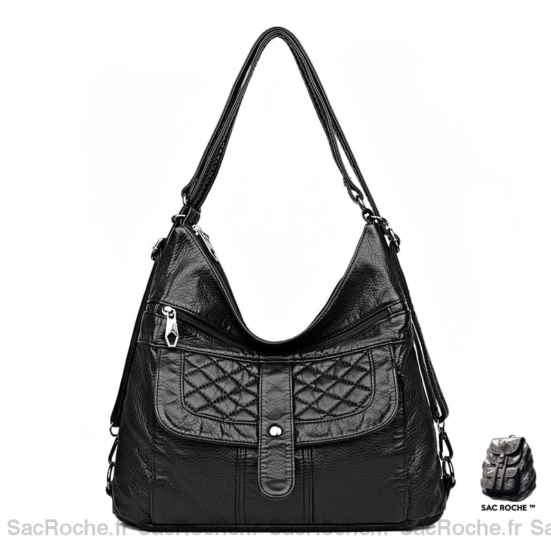 Sac Main Femme Poches Devant Noir / 30X11X33Cm À Main Femme