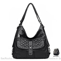Sac main femme poches devant - modèle Noir / 30x11x33cm - Sac Roche ™