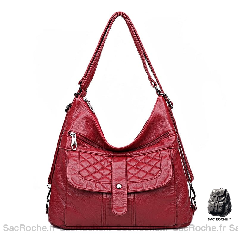 Sac Main Femme Poches Devant Rouge / 30X11X33Cm À Main Femme