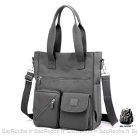 Sac main femme poches multiples - modèle Gris / 36x30x14cm - Sac Roche ™