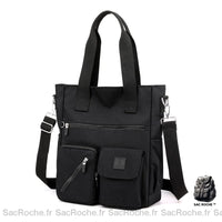 Sac main femme poches multiples - modèle Noir / 36x30x14cm - Sac Roche ™