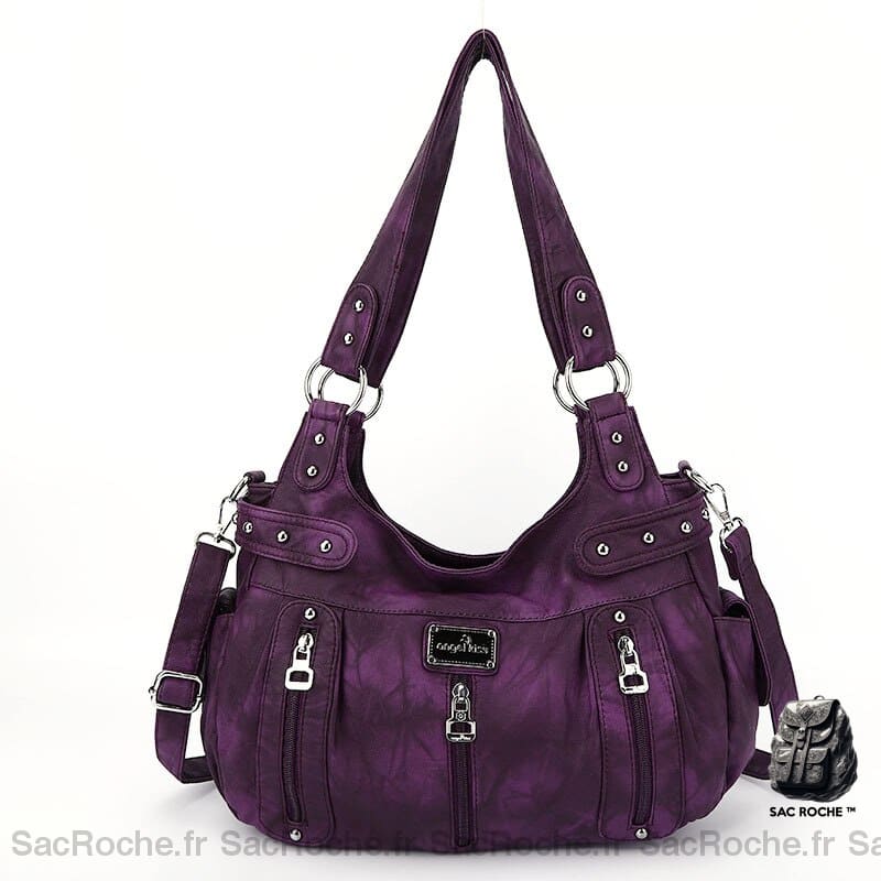 Sac Main Femme Poches Multiples Violet / 37X13X31Cm À