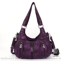 Sac Main Femme Poches Multiples - modèle Violet / 37x13x31cm - Sac Roche ™