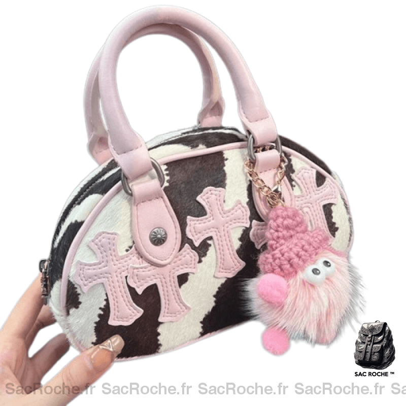 Sac Main Femme Pompon Rose À Main Femme