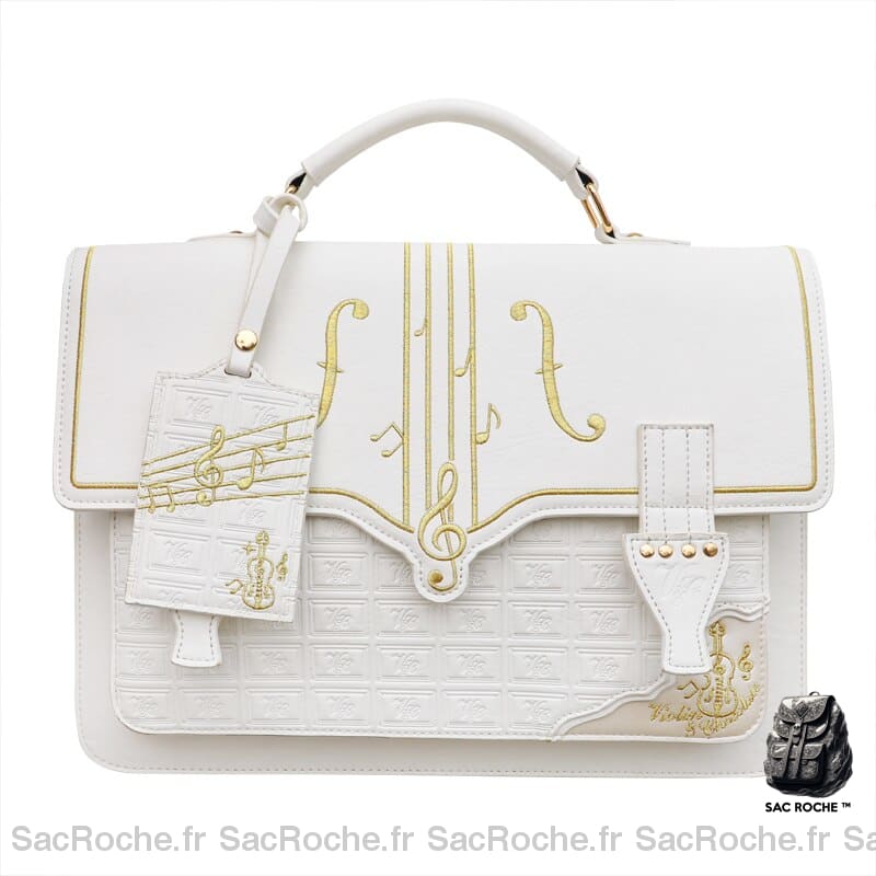 Sac Main Femme Porté Blanc / 34X8X24Cm À