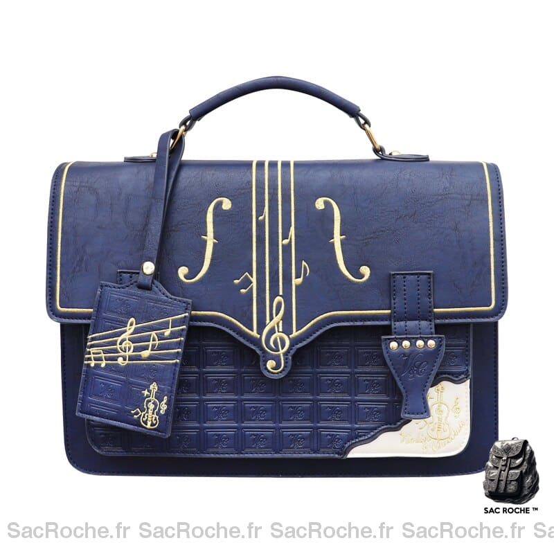 Sac Main Femme Porté Bleu Foncé / 34X8X24Cm À