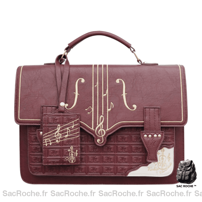 Sac Main Femme Porté Bordeaux / 34X8X24Cm À