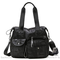 Sac Main Femme Porte Épaule Multipoches Noir / 34X28X17Cm À