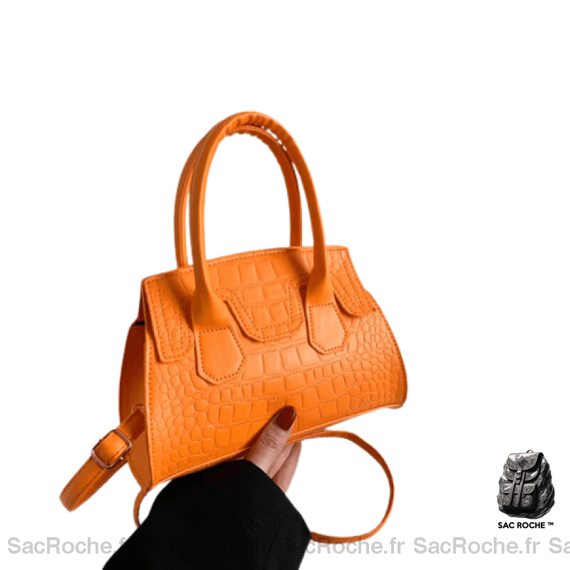 Sac Main Femme Porté Épaule Orange À