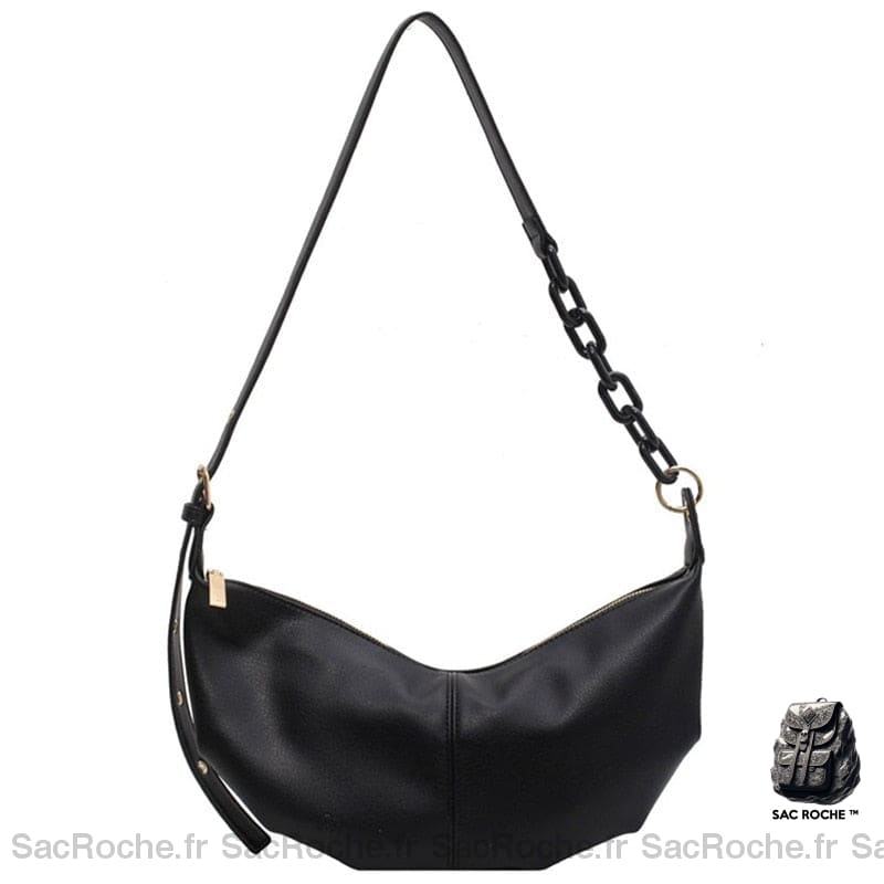 Sac Main Femme Porté Épaule Tendance Noir / 35X17X6Cm À