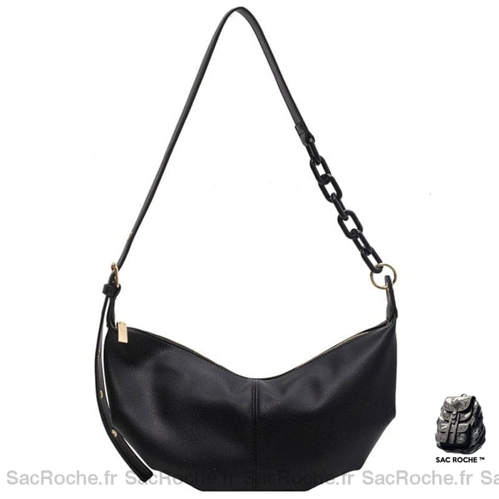 Sac Main Femme Porté Épaule Tendance Noir / 35X17X6Cm À