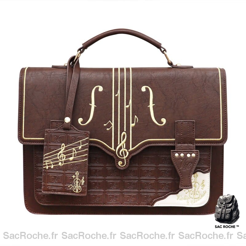 Sac Main Femme Porté Marron / 34X8X24Cm À