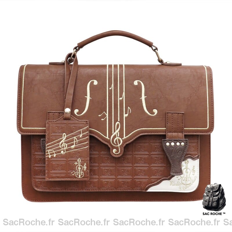 Sac Main Femme Porté Marron Clair / 34X8X24Cm À