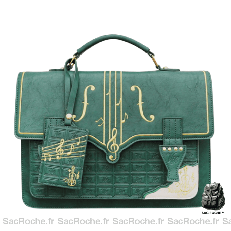 Sac Main Femme Porté Vert / 34X8X24Cm À