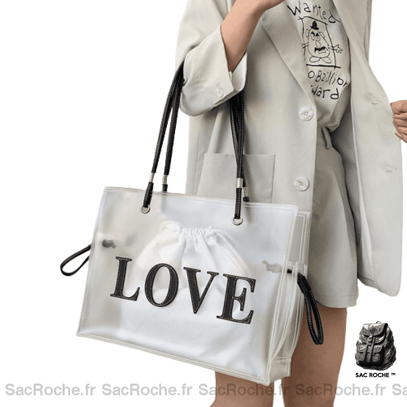 Sac Main Femme Pratique Voyage Extra Plat Blanc À